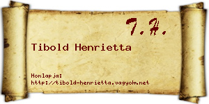 Tibold Henrietta névjegykártya